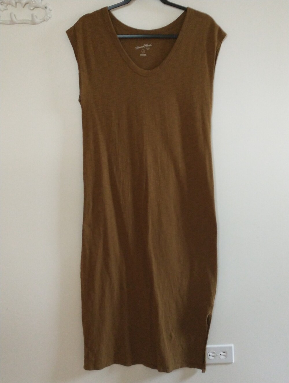 Universal Thread Scoop Neck Cotton Dress in Rust Brown S